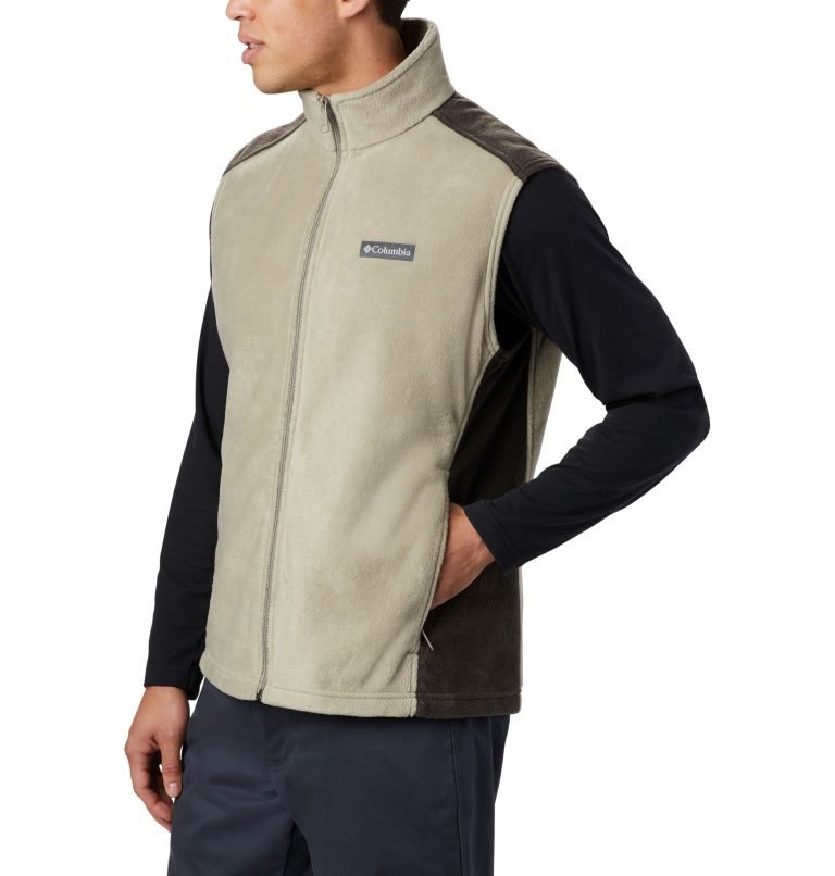 Men's Columbia Steens Mountain Fleece Vest Olive | CA-SL35A