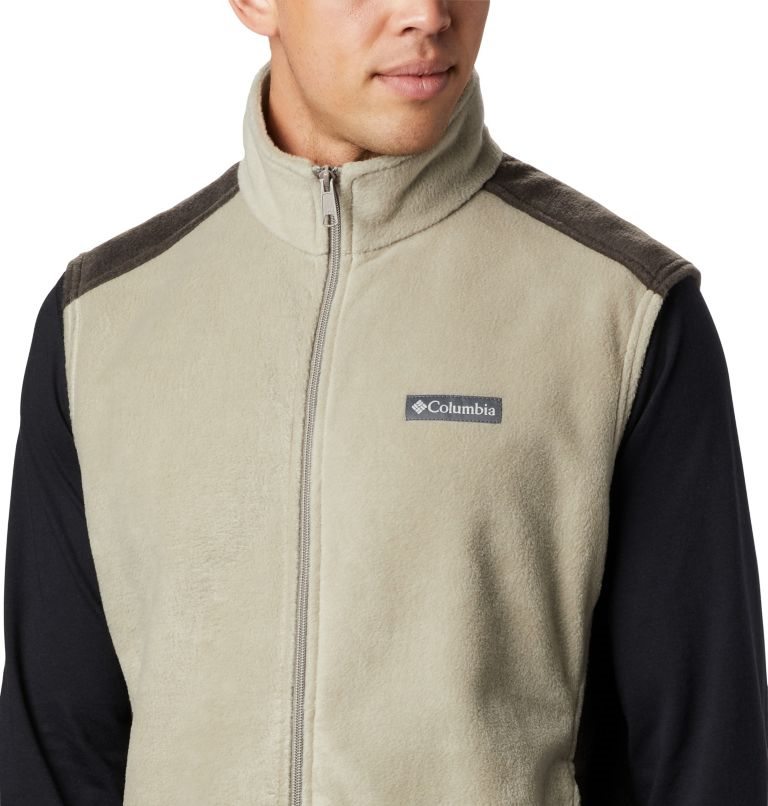 Men's Columbia Steens Mountain Fleece Vest Olive | CA-SL35A