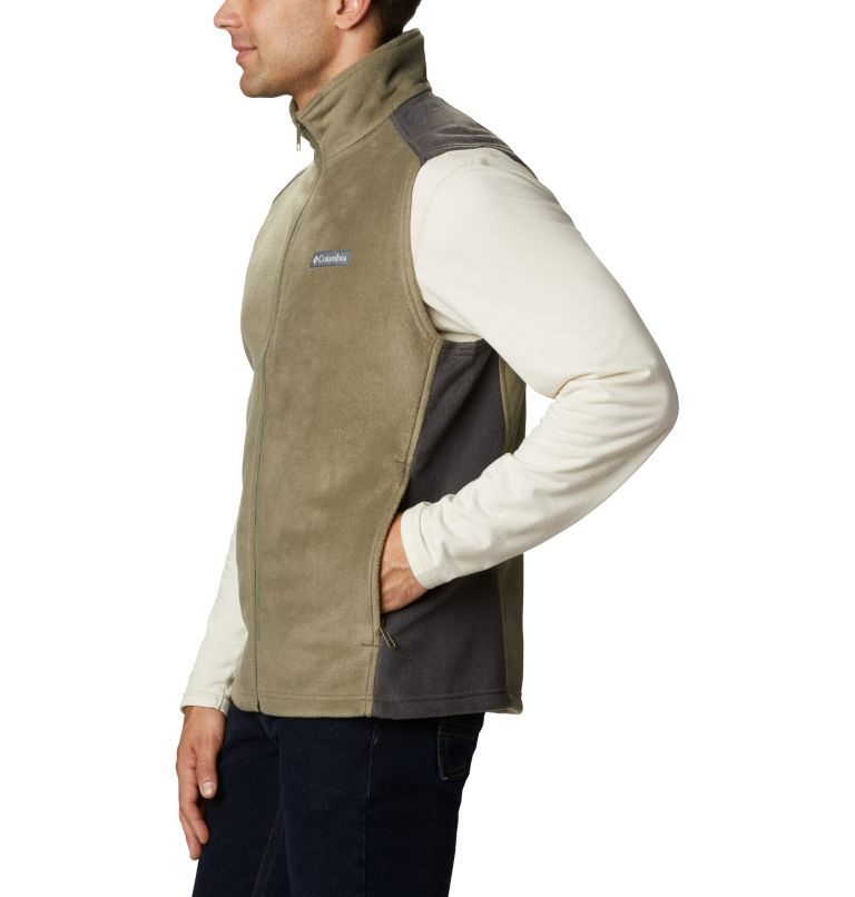 Men's Columbia Steens Mountain Fleece Vest Olive | CA-X4105