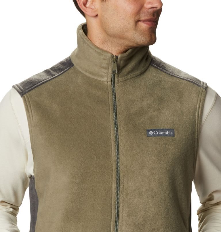 Men's Columbia Steens Mountain Fleece Vest Olive | CA-X4105