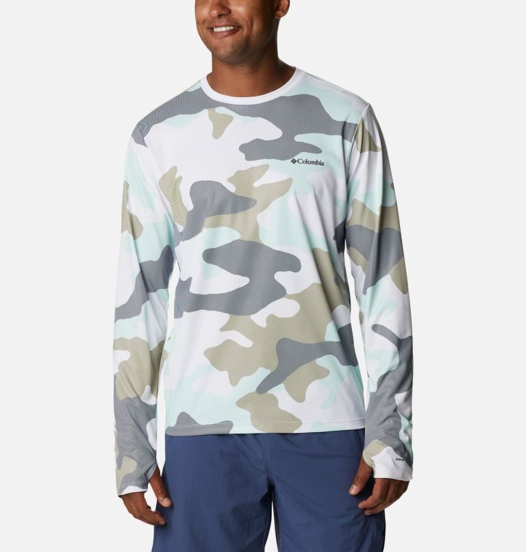 Men\'s Columbia Sun Deflector Summerdry Long Sleeve Sweatshirts Camo | CA-J50L1