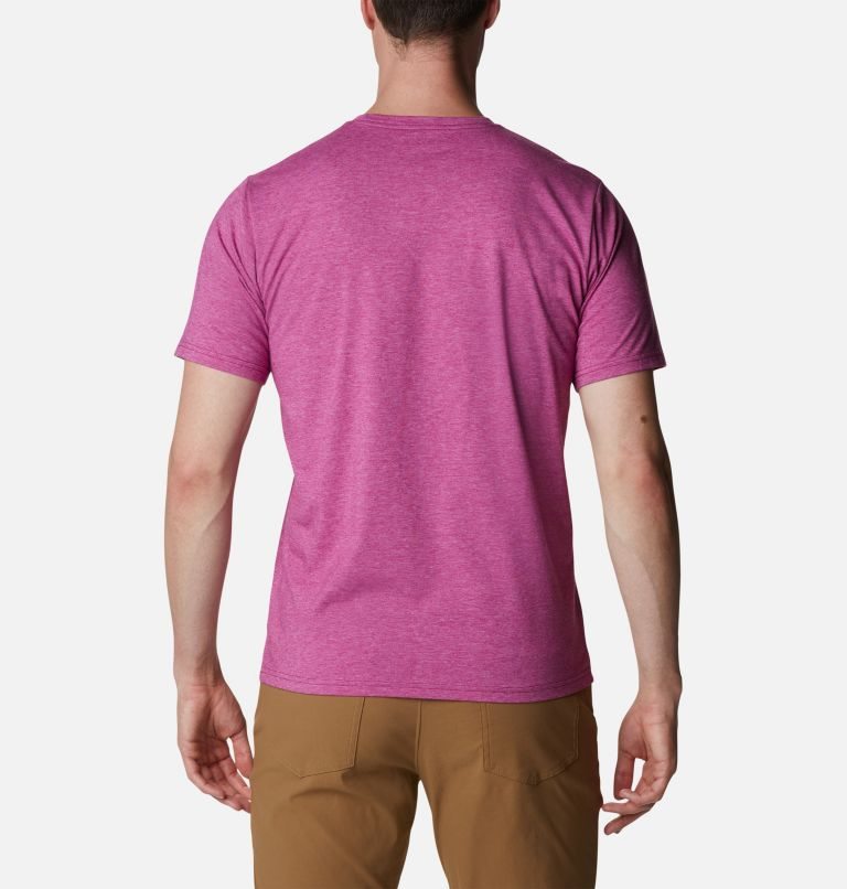 Men's Columbia Sun Trek Short Sleeve T Shirts Fuchsia | CA-A61C5