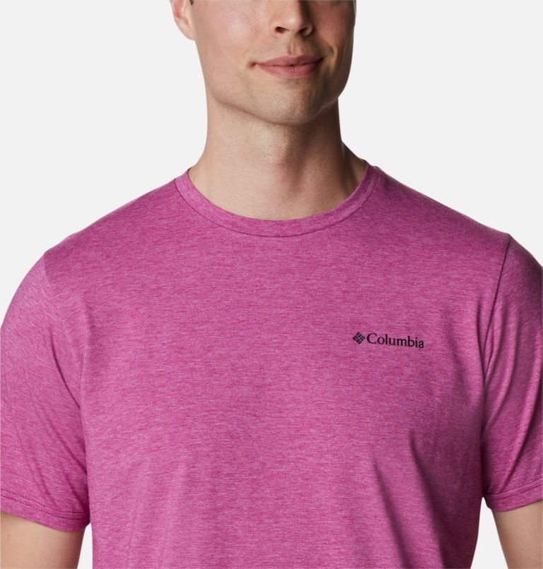 Men's Columbia Sun Trek Short Sleeve T Shirts Fuchsia | CA-A61C5