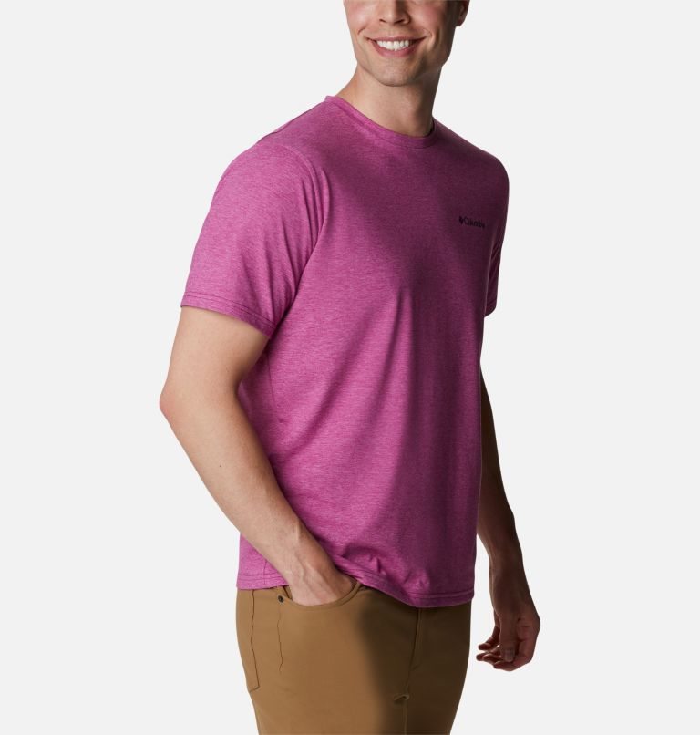 Men's Columbia Sun Trek Short Sleeve T Shirts Fuchsia | CA-A61C5