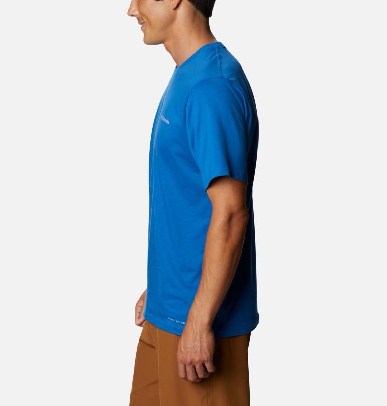 Men's Columbia Sun Trek Short Sleeve T Shirts Blue | CA-FCL01