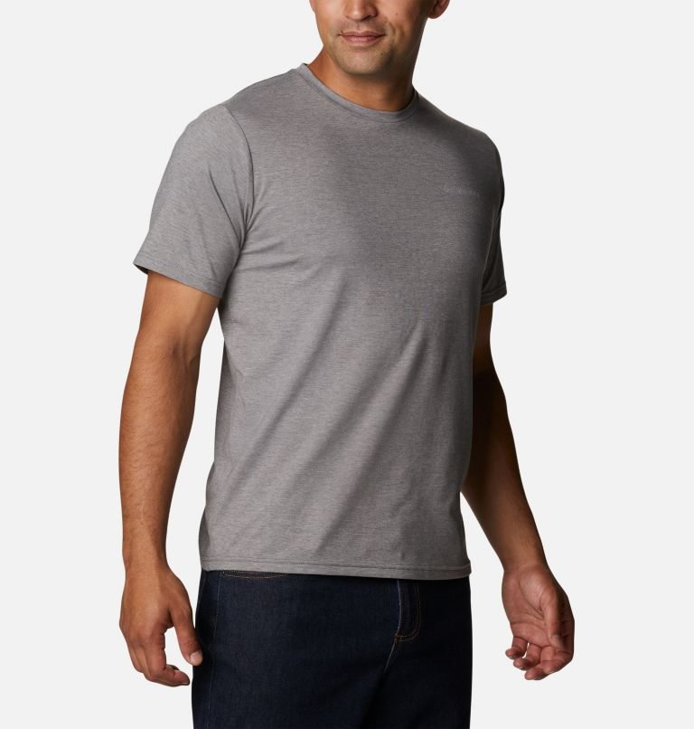 Men's Columbia Sun Trek Short Sleeve T Shirts Grey | CA-N8106
