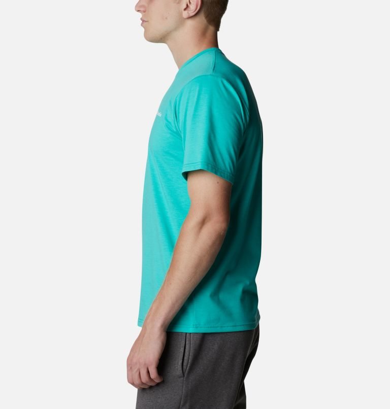 Men's Columbia Sun Trek Short Sleeve T Shirts Turquoise | CA-OA08L