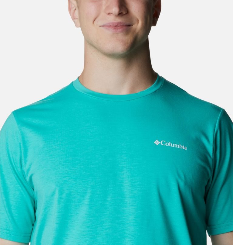Men's Columbia Sun Trek Short Sleeve T Shirts Turquoise | CA-OA08L