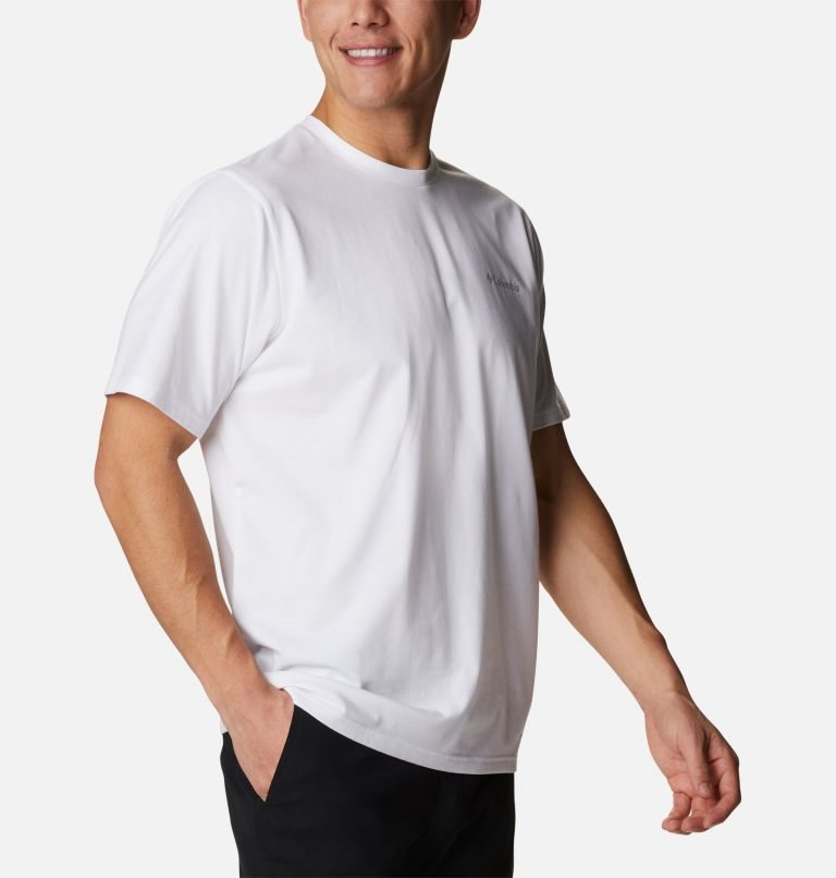 Men's Columbia Sun Trek Short Sleeve T Shirts White | CA-V6L3C