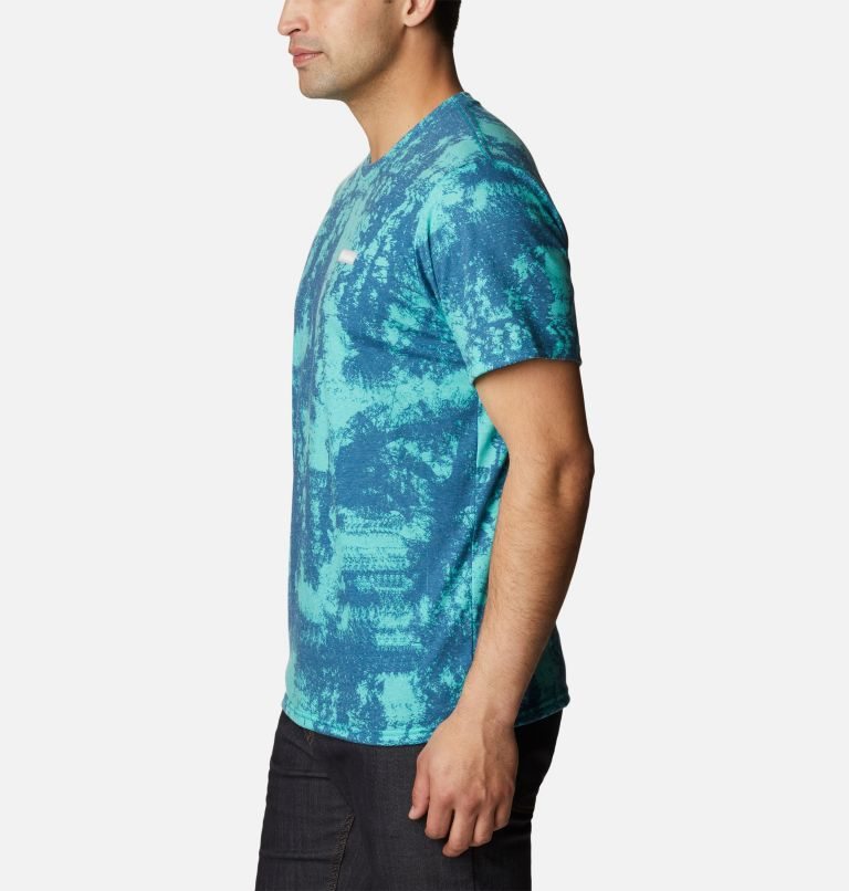 Men's Columbia Taku River Short Sleeve T Shirts Turquoise | CA-J3L01