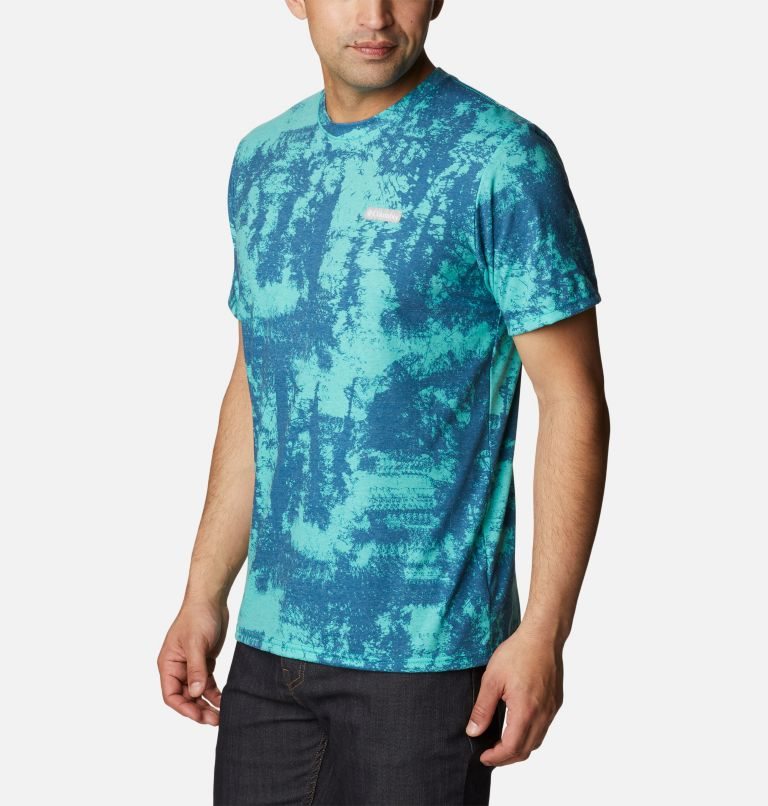 Men's Columbia Taku River Short Sleeve T Shirts Turquoise | CA-J3L01