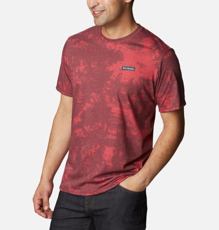 Men's Columbia Taku River Short Sleeve T Shirts Red | CA-OC816
