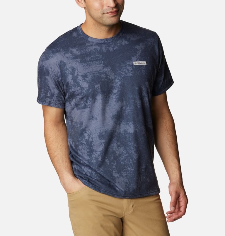 Men's Columbia Taku River Short Sleeve T Shirts Navy | CA-QAL18