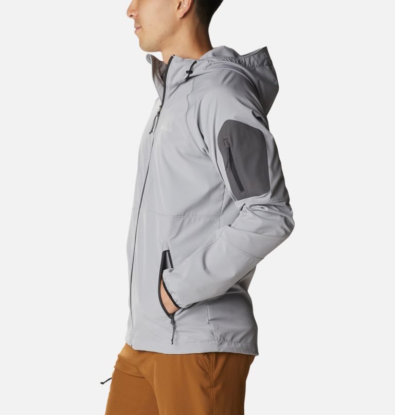 Men's Columbia Tall Heights Hooded Shell Jackets Light Grey | CA-M4L51