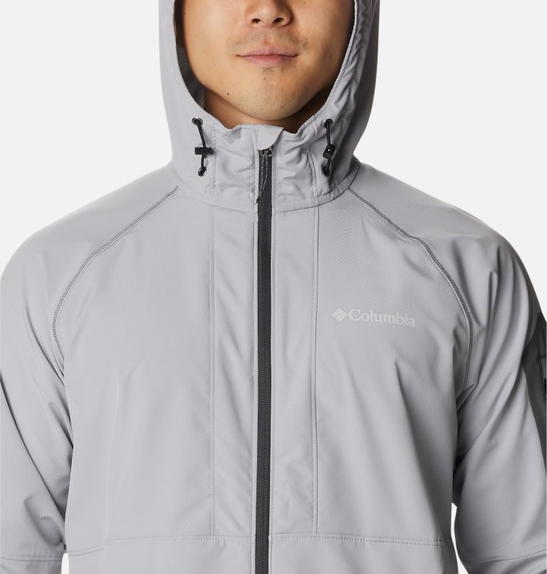 Men's Columbia Tall Heights Hooded Shell Jackets Light Grey | CA-M4L51