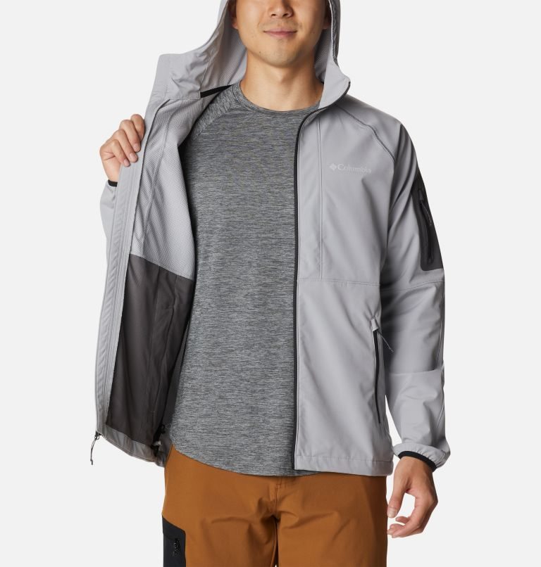 Men's Columbia Tall Heights Hooded Shell Jackets Light Grey | CA-M4L51