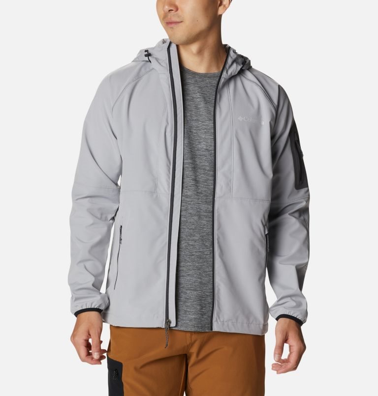 Men's Columbia Tall Heights Hooded Shell Jackets Light Grey | CA-M4L51