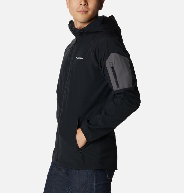 Men's Columbia Tall Heights Hooded Shell Jackets Black | CA-VA8C5