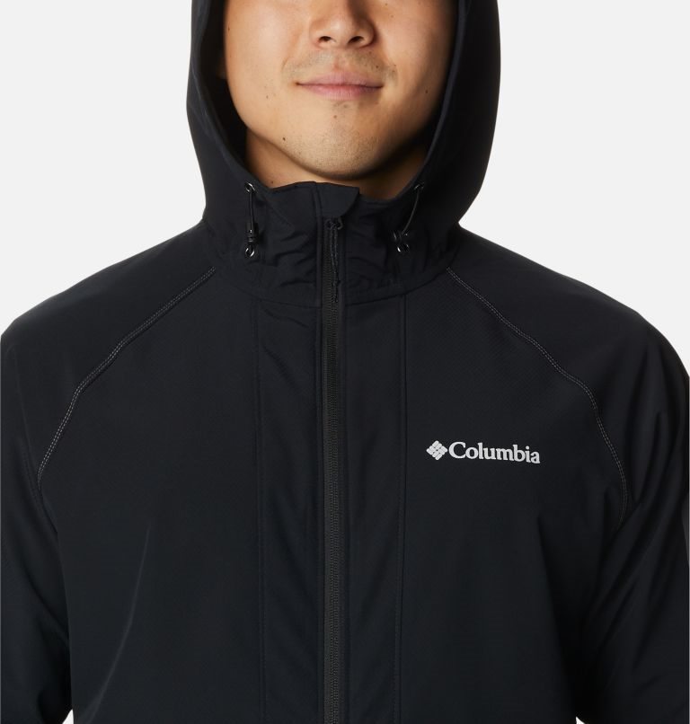 Men's Columbia Tall Heights Hooded Shell Jackets Black | CA-VA8C5