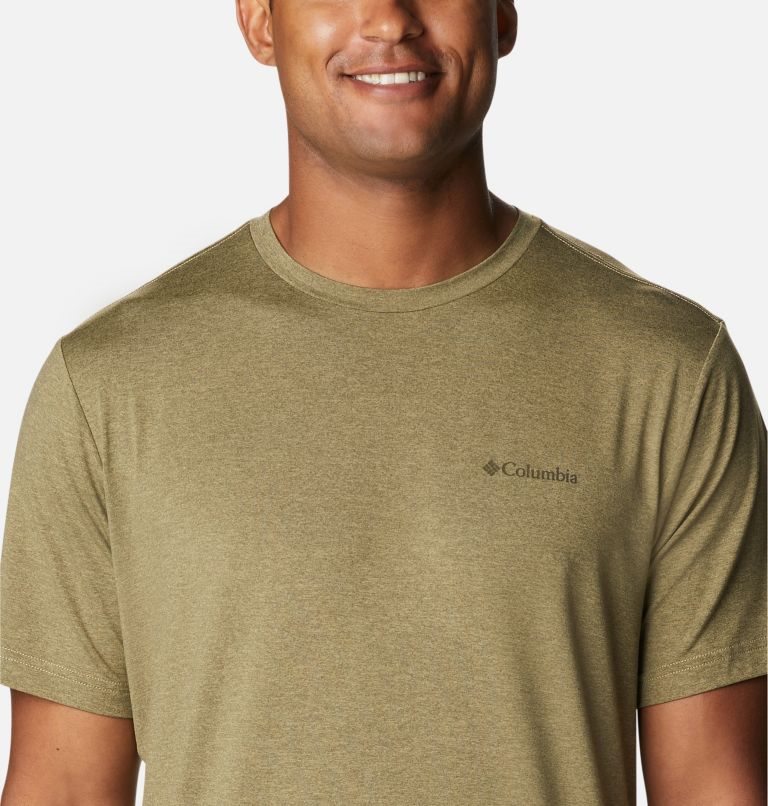 Men's Columbia Tech Trail Graphic T Shirts Olive | CA-A06L4