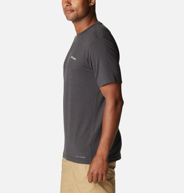 Men's Columbia Tech Trail Graphic T Shirts Dark Grey | CA-A08L1