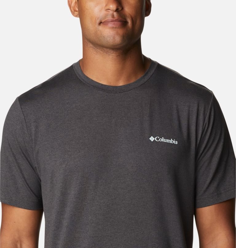 Men's Columbia Tech Trail Graphic T Shirts Dark Grey | CA-A08L1