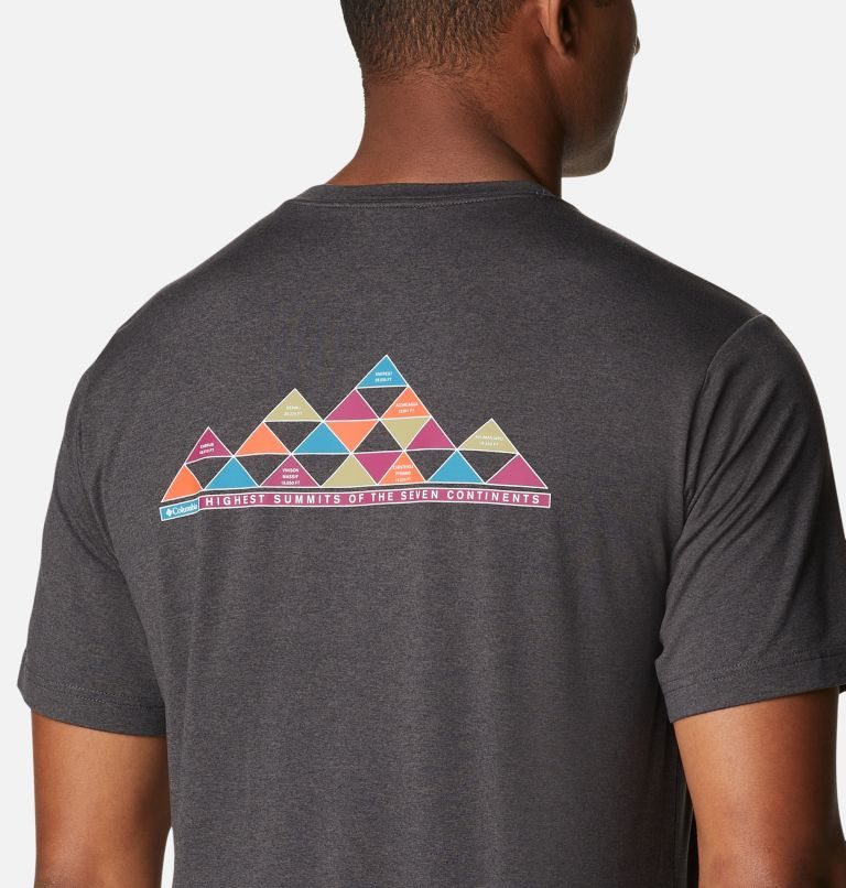 Men's Columbia Tech Trail Graphic T Shirts Dark Grey | CA-A08L1