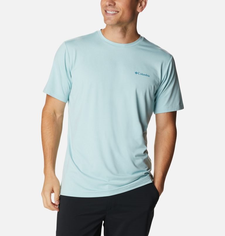 Men's Columbia Tech Trail Graphic T Shirts Turquoise | CA-T1C45