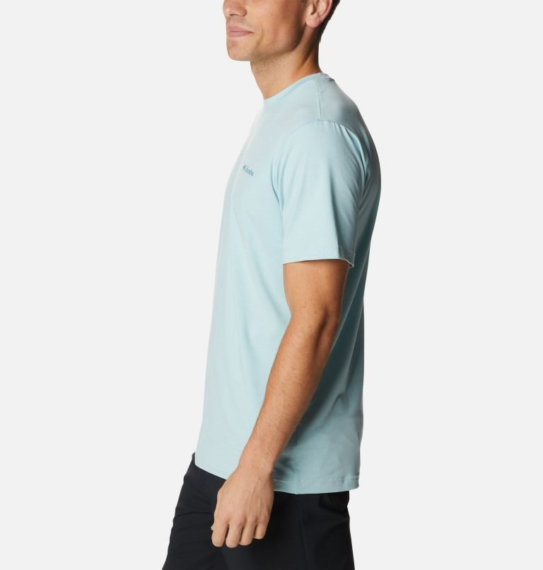 Men's Columbia Tech Trail Graphic T Shirts Turquoise | CA-T1C45