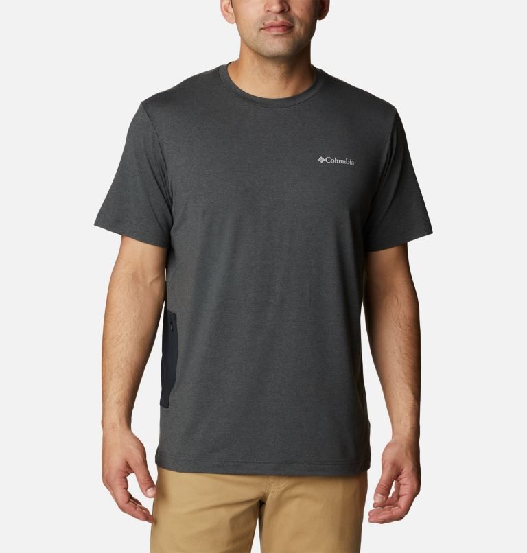 Men\'s Columbia Tech Trail Novelty Pocket T Shirts Black | CA-D0581