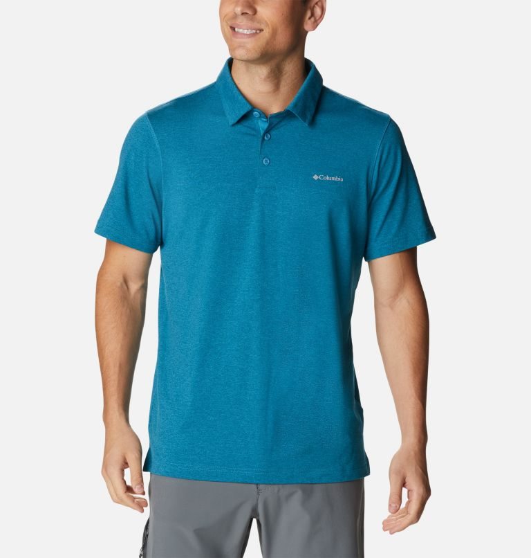 Men\'s Columbia Tech Trail Polo Shirts Blue | CA-JL405