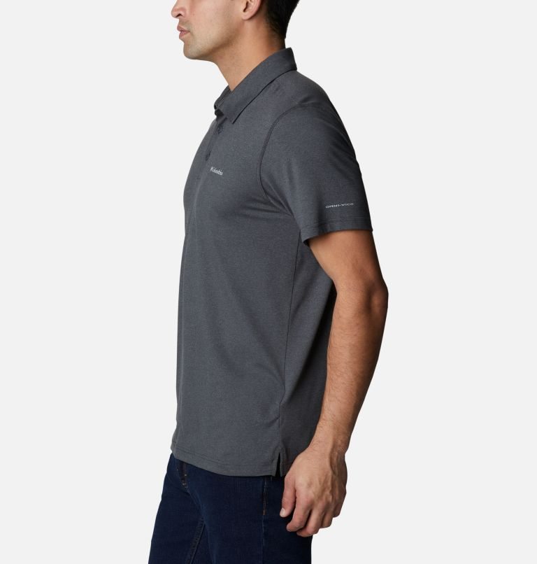 Men's Columbia Tech Trail Polo Shirts Black | CA-K3C6L