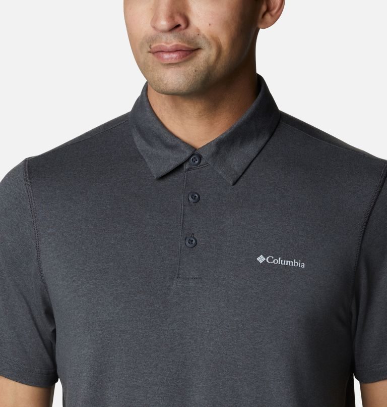 Men's Columbia Tech Trail Polo Shirts Black | CA-K3C6L