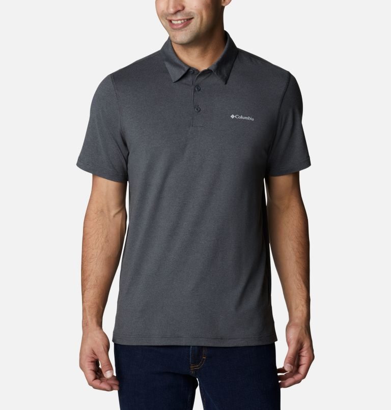 Men\'s Columbia Tech Trail Polo Shirts Black | CA-K3C6L