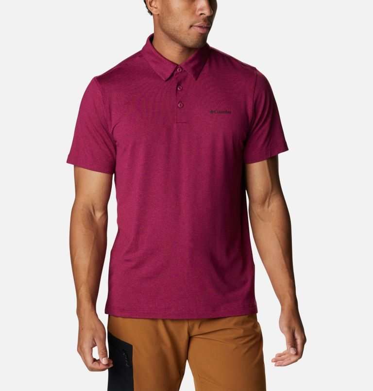Men's Columbia Tech Trail Polo Shirts Fuchsia | CA-I680L