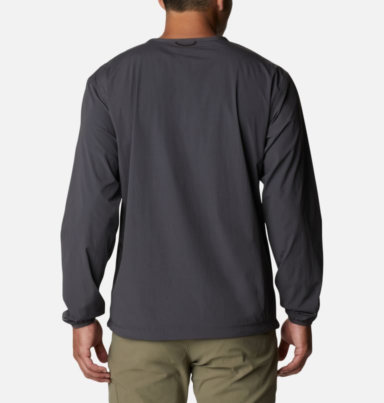 Men's Columbia Tech Trail Woven Pullover Sweatshirts Black | CA-H5840