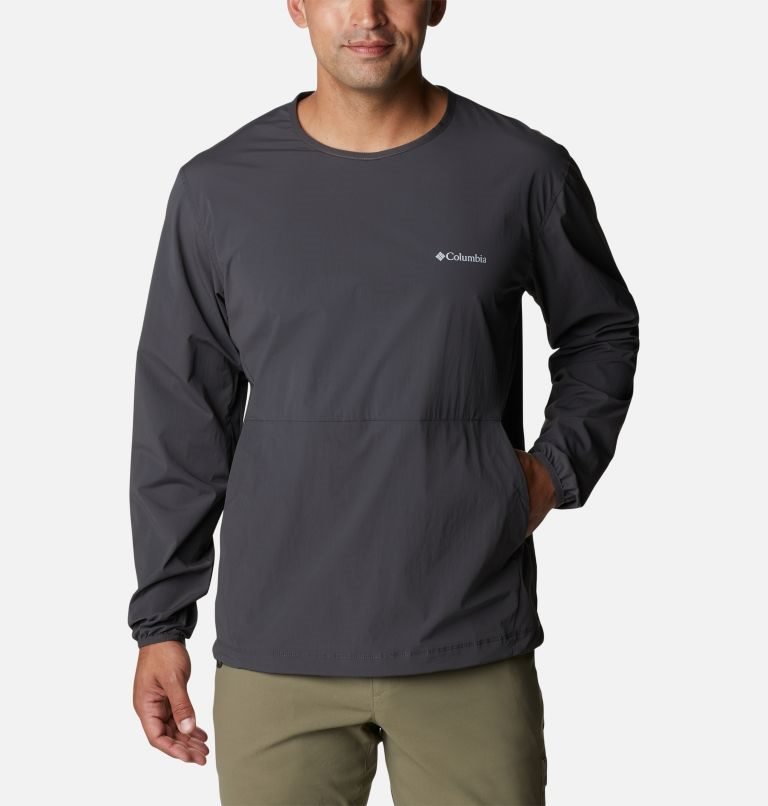 Men\'s Columbia Tech Trail Woven Pullover Sweatshirts Black | CA-H5840