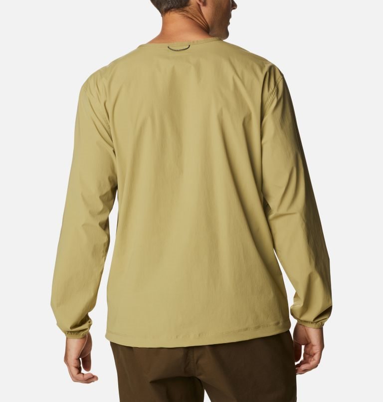 Men's Columbia Tech Trail Woven Pullover Sweatshirts Olive | CA-N40L6