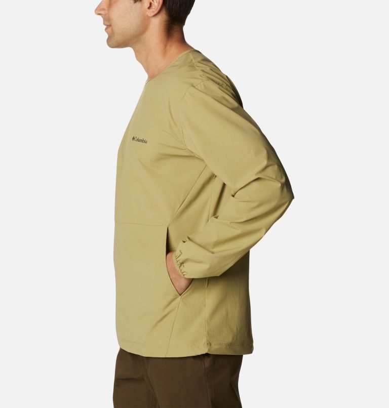 Men's Columbia Tech Trail Woven Pullover Sweatshirts Olive | CA-N40L6