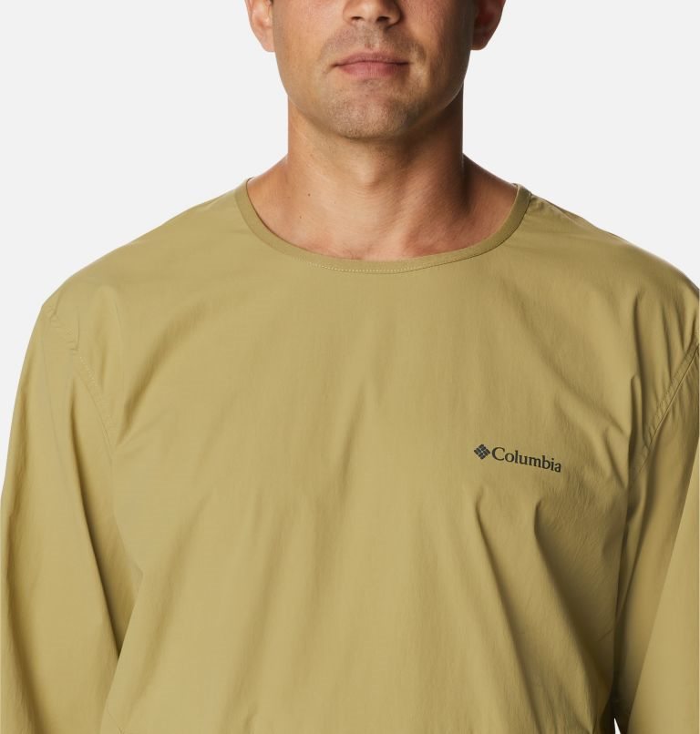 Men's Columbia Tech Trail Woven Pullover Sweatshirts Olive | CA-N40L6