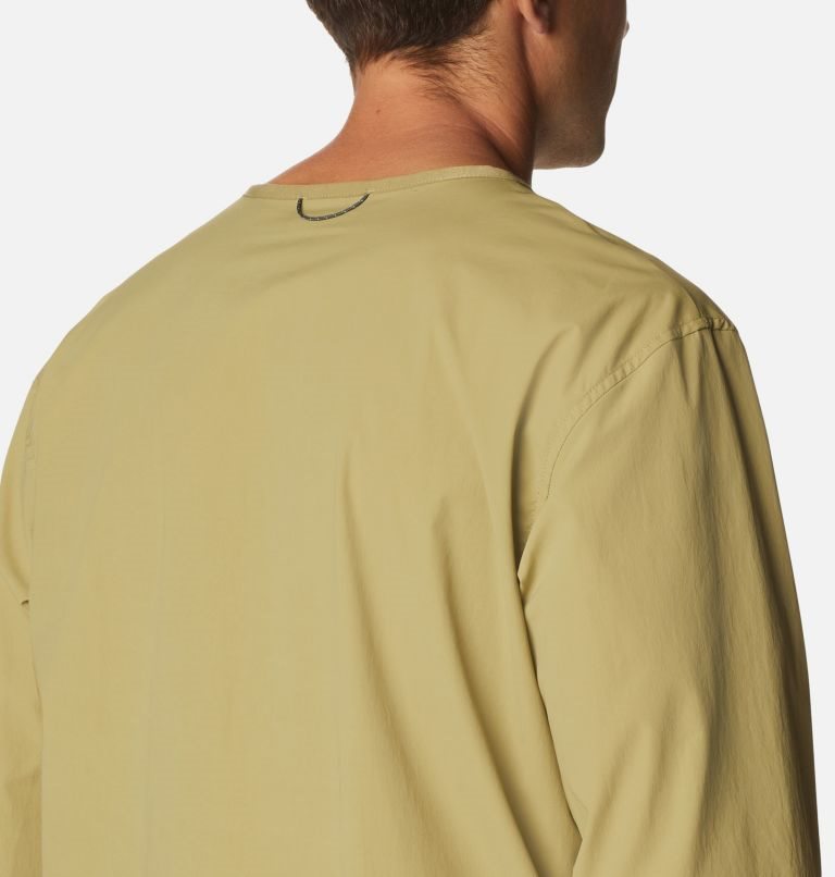 Men's Columbia Tech Trail Woven Pullover Sweatshirts Olive | CA-N40L6