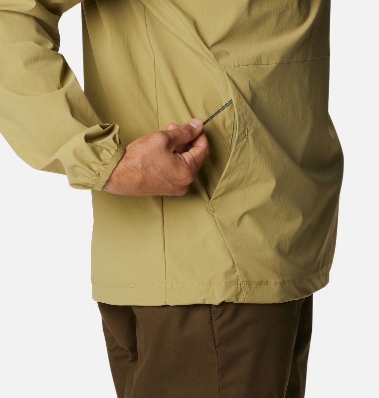 Men's Columbia Tech Trail Woven Pullover Sweatshirts Olive | CA-N40L6