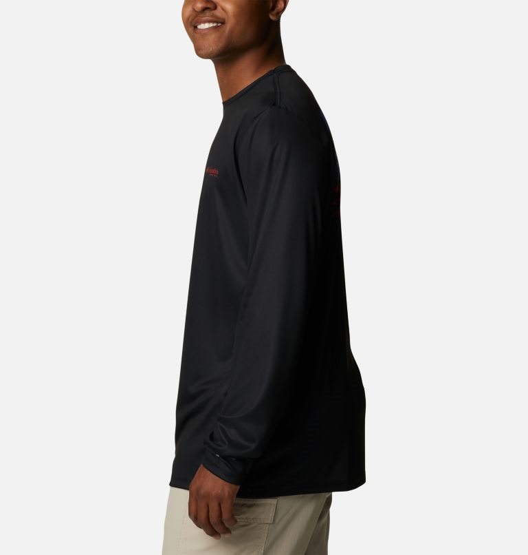 Men's Columbia Terminal Tackle PFG Fish Flag Long Sleeve Sweatshirts Black | CA-QLC83