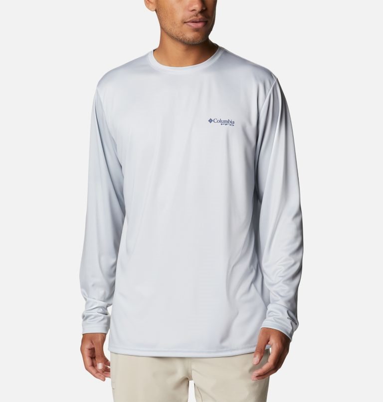 Men's Columbia Terminal Tackle PFG Fish Flag Long Sleeve Sweatshirts Light Grey | CA-T183L