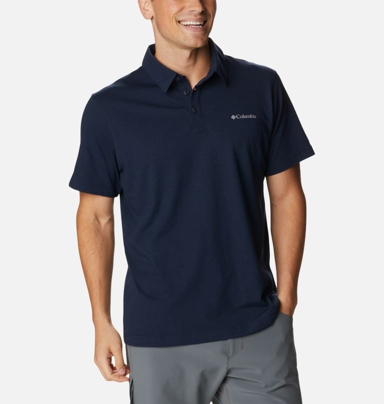Men's Columbia Thistletown Hills Polo Shirts Navy | CA-R13A6