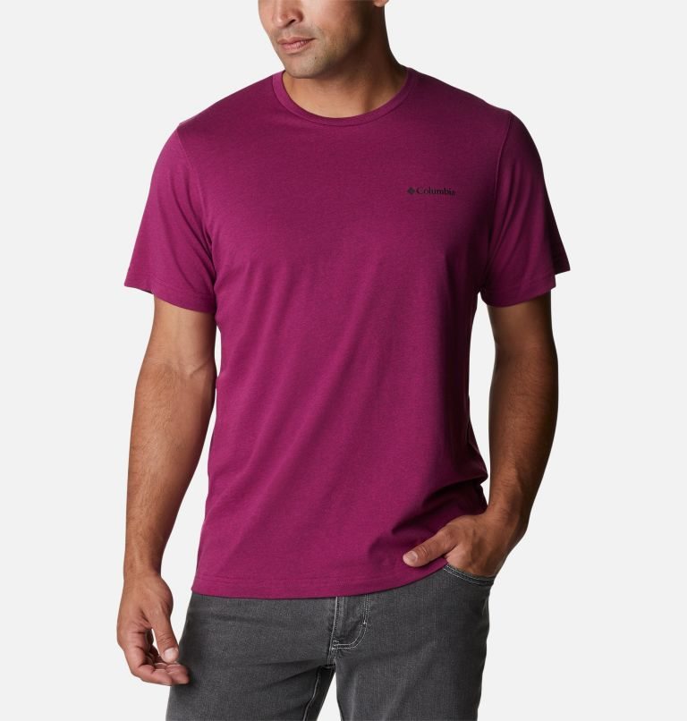 Men's Columbia Thistletown Hills Short Sleeve T Shirts Fuchsia | CA-FL154