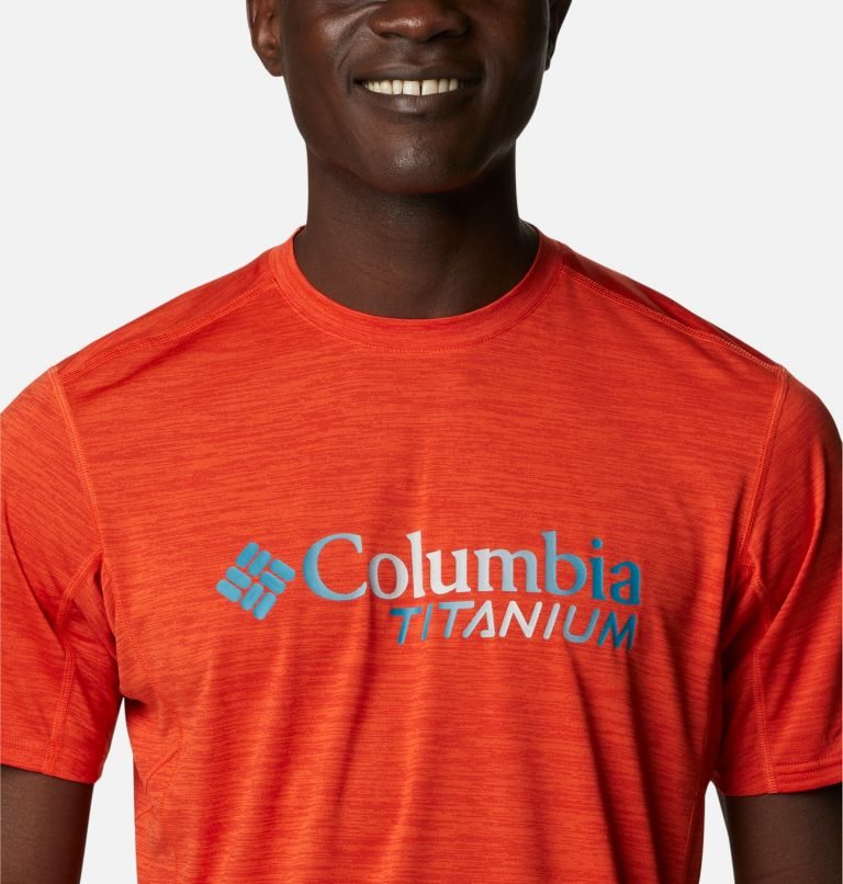 Men's Columbia Titan Pass Graphic T Shirts Orange | CA-V5A3L