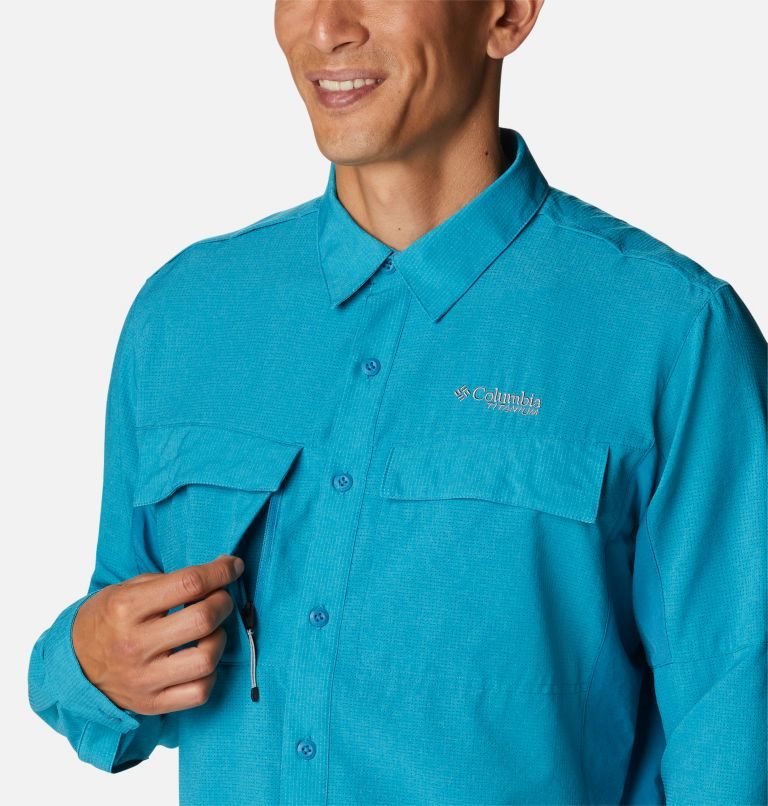 Men's Columbia Titan Pass Irico Long Sleeve Shirts Blue | CA-G3LA1