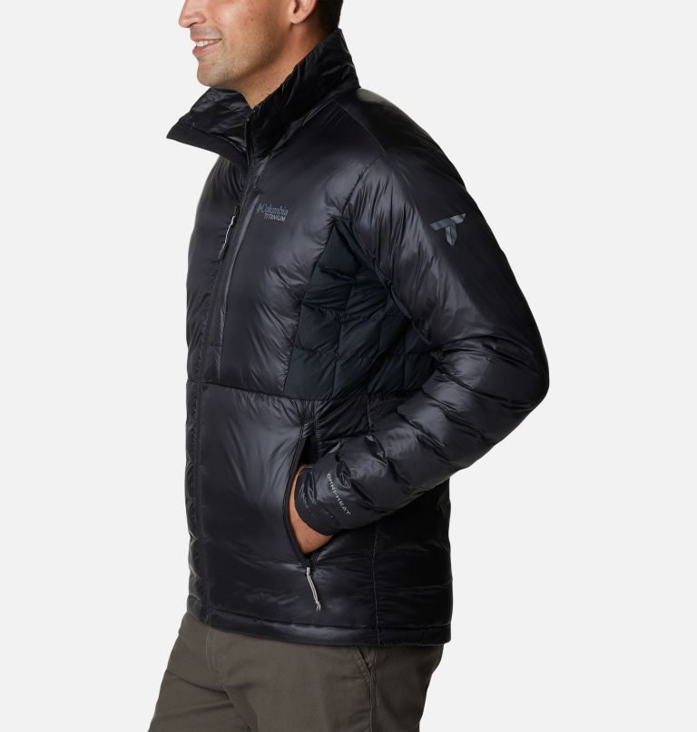 Men's Columbia Titan Pass Omni-Heat Infinity Double Wall Hybrid Insulated Jackets Black | CA-N1A4C