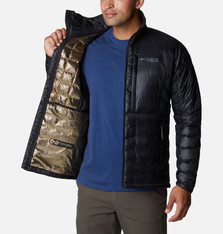 Men's Columbia Titan Pass Omni-Heat Infinity Double Wall Hybrid Insulated Jackets Black | CA-N1A4C